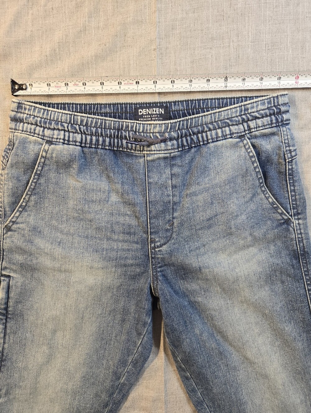 DENIZEN From Levis Boys Size 16 Light Wash Denim Drawstring Jogger Pants - Picture 9 of 14